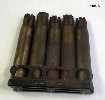 Clip of five .303 ammunition rounds