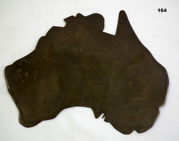 Map of Australia in brass engraved 