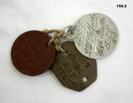 Identity discs of a deceased soldier WW1