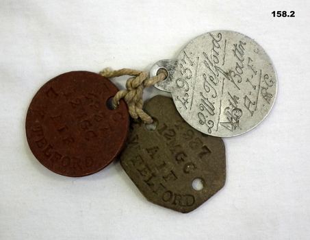 Identity discs of a deceased soldier WW1