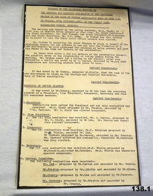 Administrative record - RATS OF TOBRUK INAUGURAL  MINUTES, 1950