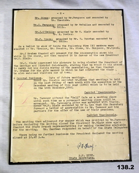 Inaugural minutes of the Bendigo Rats of Tobruk Assoc.