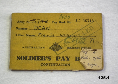 Yellow covered service pay book