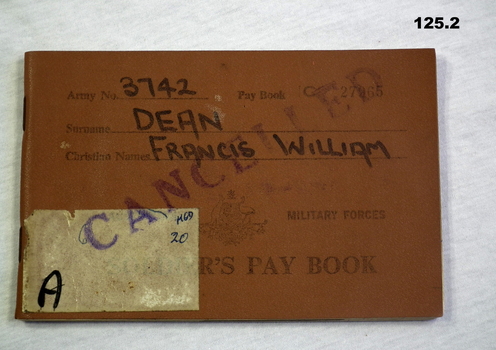 Brown covered service pay book