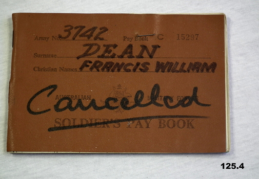 Brown covered service pay book