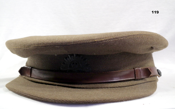 Kahki coloured uniform peak cap WW2 era