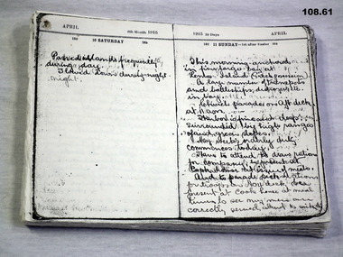 Copy of a WW1 diary of an AIF soldier