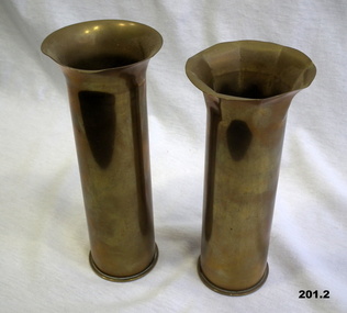 Trench art brass vases made from Ordnance