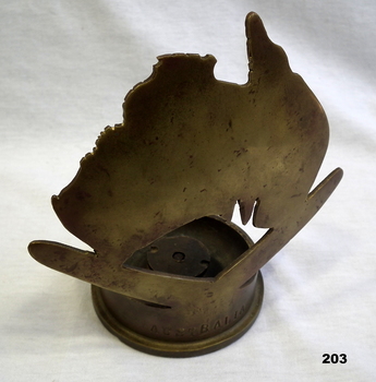 Trench art Australia map and ash tray.