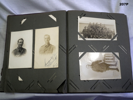 Album open showing photos 57th Battalion