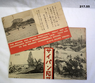 Fifty five propaganda leaflets aimed at the Japanese.