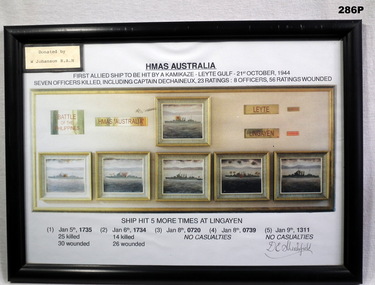 Framed photos of attacks on HMAS Australia