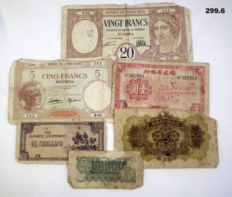 Assorted currency notes WW2 era