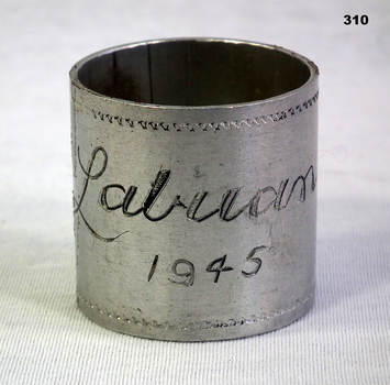 Engraved napkin ring Labuan 1945