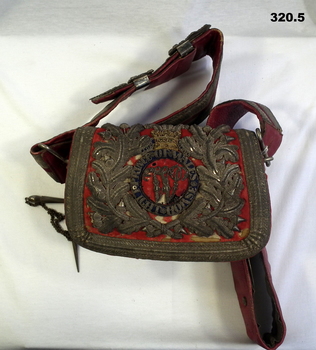 Red ceremonial belt for sword and scabbard
