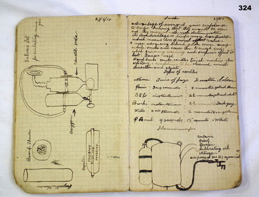 Note book used at a Gas school WW1