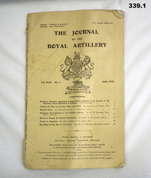 Royal Artillery Journals dated 1916