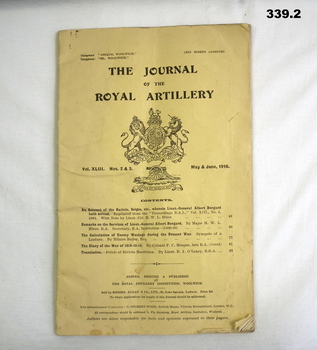 Royal Artillery Journals dated 1916