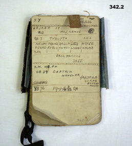Personal diary of voyage to England WW1