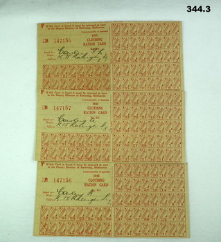 Clothing ration cards dated 1948