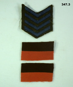 Colour patches and service chevrons WW1