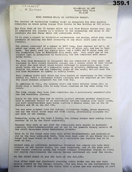 Typed document on Barge journey 1945