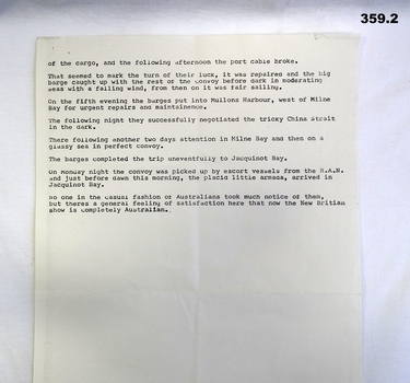 Typed journey of barges 1945