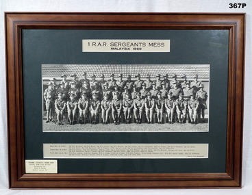 Framed photo 1 RAR Sergeants Mess 1969