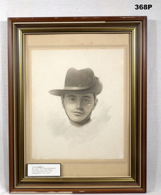 Framed sepia portrait soldier WW1