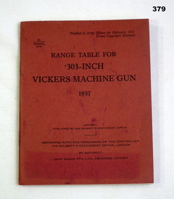 Manual for range tables .303 Vickers machine gun