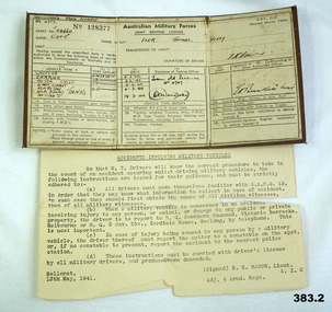 Australian Army Drivers licence WW2