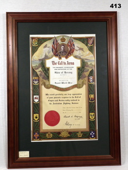 Shire certificate for a WW2 soldier