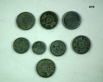 Japanese coins collected from POW’s WW2