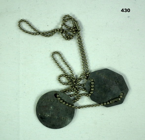 Metal identification discs for Frederick Addlem WW2