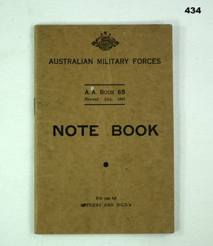 Note book for use by Officers and NCO’s