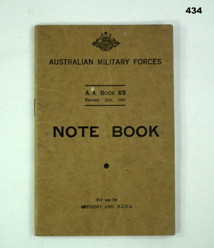 Note book for use by Officers and NCO’s