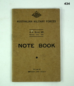 Note book for use by Officers and NCO’s