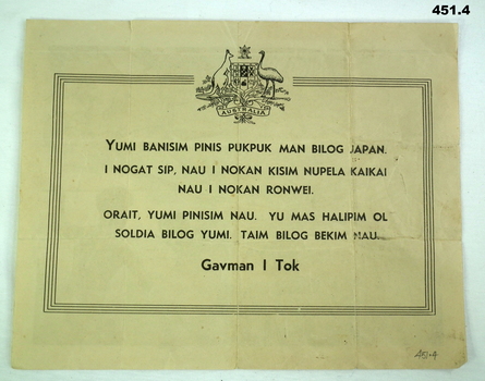 Propaganda leaflets issued in the islands WW2