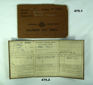 Series of military document relating to H.T.Ridge