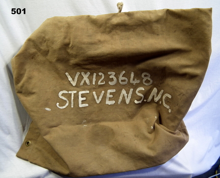 Khaki kit bag with painted on name and number