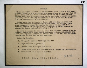 Notification of a reunion for 1,000 day service personnel.