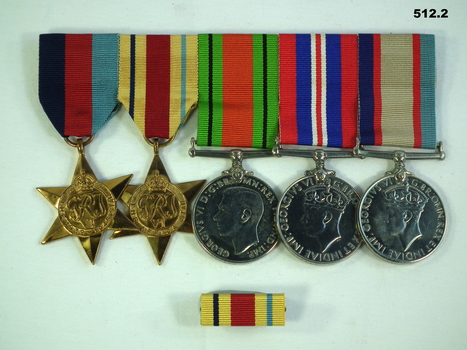 Brass plate mounted medal set AIF WW2