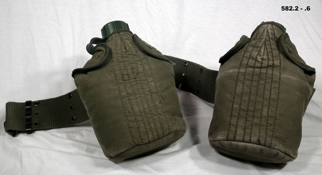 Webbing belt and pair of water bottles and carriers.