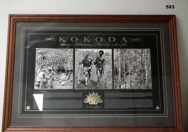Framed Black and white poster of Kokoda WW2.