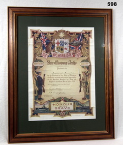 Shire of Poowong and Jeetho WW2 certificate 