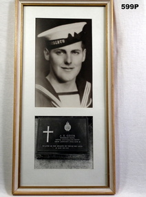 Photo and grave plaque of a RAN sailor WW2