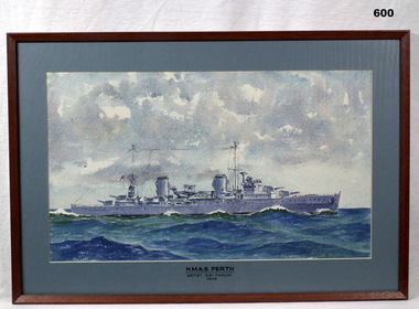 Framed painting of HMAS Perth