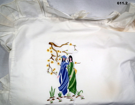 Silk embroidery showing two Vietnamese women