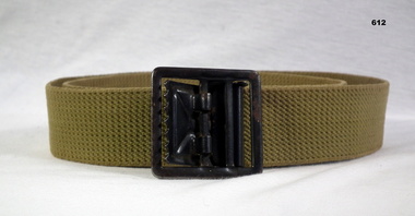Kahki webbing uniform belt with black buckle