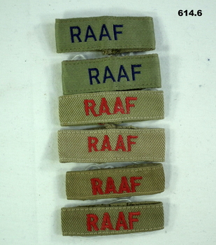 Six RAAF shoulder uniform epaulettes 